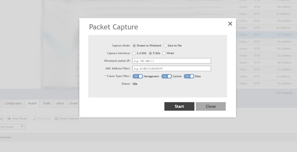 Using a Ruckus AP to capture packets